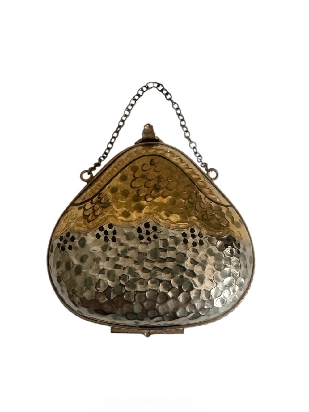Limoges Two-Tone Hammered Metal Hand Painted Mini Bag - Silver and Gold
